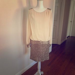Ivory dress with gold/metallic sequin